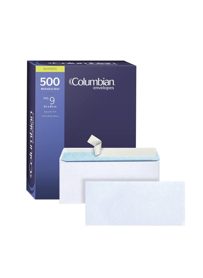 Columbian 9 Security Envelopes No Window Self Seal For Invoices & Quickbooks Statements 37/8 X 87/8 Inches 24 Lb White 500/Box (Colo183)  - Image 1
