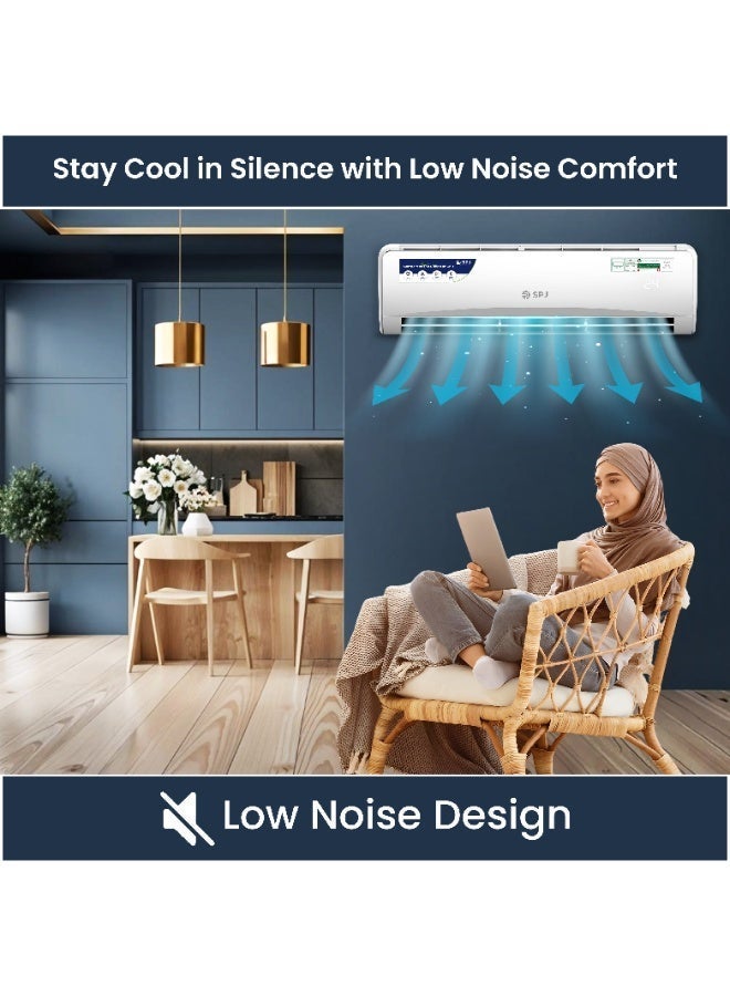 SPJ 2.5 Ton Split Air Conditioner (30000 BTU), Rotary Compressor, Golden Fin, R410A Refrigerant, Low Noise Fast Cooling AC – White - Image 4