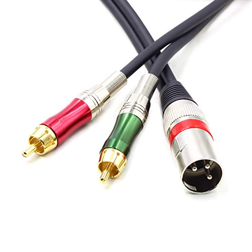 SiYear 15FT XLR Male to 2 x Phono RCA Plug Adapter Y Splitter Patch Cable, 1 XLR Male 3 Pin to Dual RCA Plug Stereo Audio Cable Connector(4.5M) - Image 4