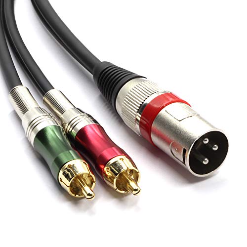 SiYear 15FT XLR Male to 2 x Phono RCA Plug Adapter Y Splitter Patch Cable, 1 XLR Male 3 Pin to Dual RCA Plug Stereo Audio Cable Connector(4.5M) - Image 1