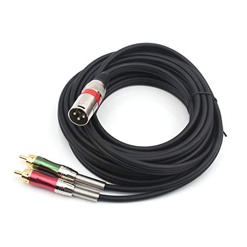 SiYear 15FT XLR Male to 2 x Phono RCA Plug Adapter Y Splitter Patch Cable, 1 XLR Male 3 Pin to Dual RCA Plug Stereo Audio Cable Connector(4.5M) - Image 2