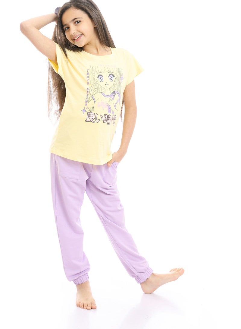REDCOTTON Girls Printed Ballerina Tee & Pants Pajama Set  - Image 5