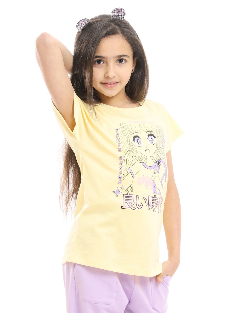 REDCOTTON Girls Printed Ballerina Tee & Pants Pajama Set  - Image 4