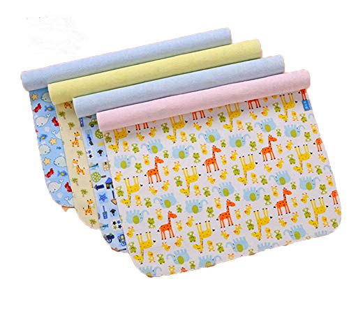 Monvecle 4pcs Pack Baby Infant Waterproof Cotton Changing Pads Washable Resuable Diapers Liners Mats 4pcs Pack18x12