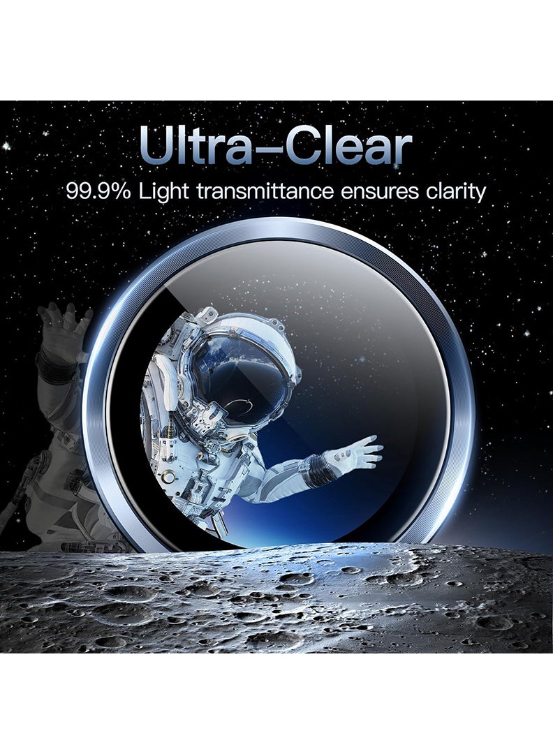 Theodor iPhone 15 Pro Max /15 Pro 3 Pcs Camera Lens Protector With 9H Tempered HD Glass Camera Cover Anti Scratch Aluminum Alloy Camera Ring, Blue Titanium - Image 5