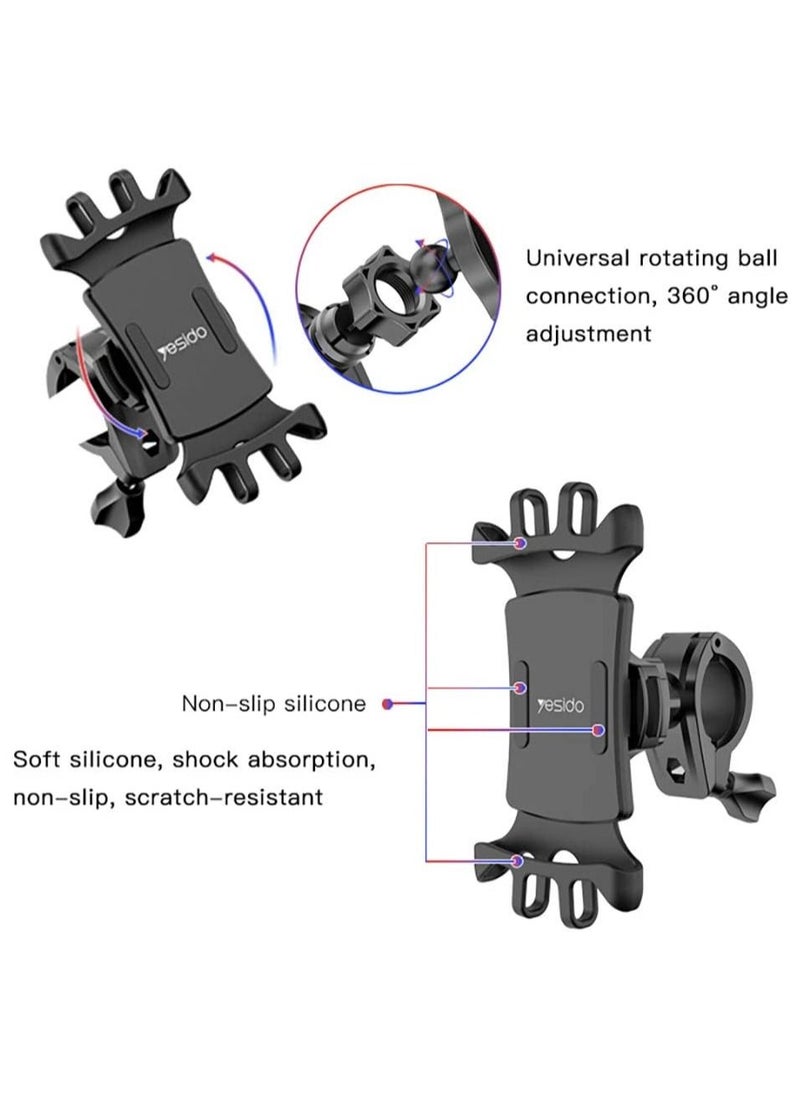 Yesido YESIDO C66 Bike Bicycle Motorcycle Mobile Phone Holder Mount Universal 360 Degree Adjustable Rotation Compatible with iPhone  - Image 2