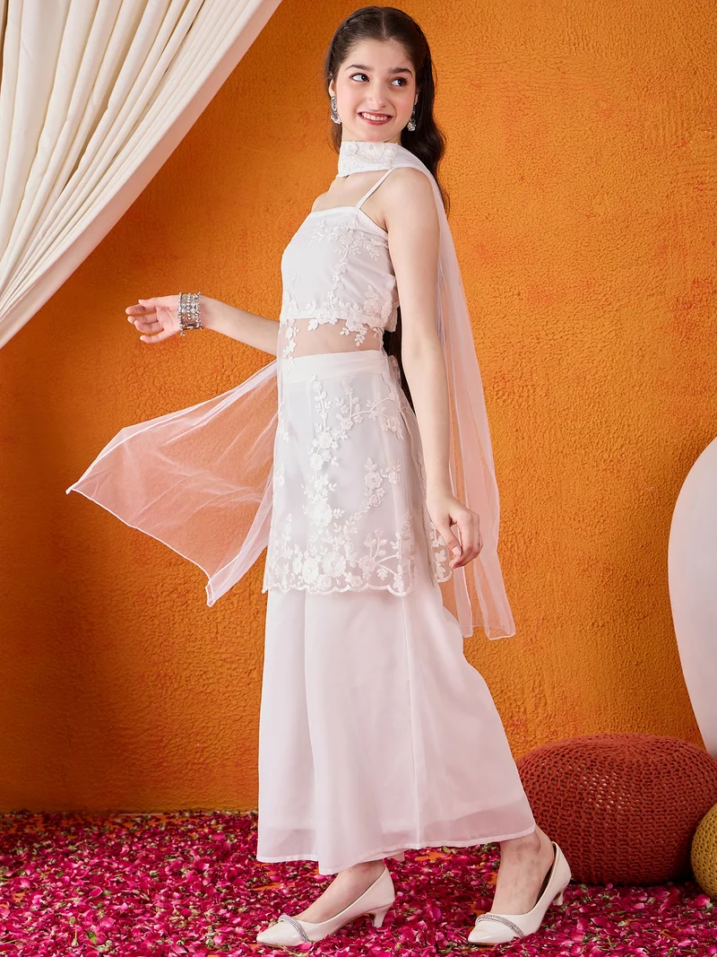 Cherry & Jerry Cherry & Jerry Woven Sleeveless Embroidered Straight Clothing Set-White