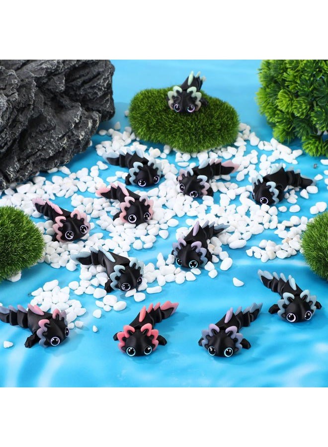 Soulchen Black Glow in The Dark 3D Printed Axolotl Figures Charms Sensory Mini Fidget Gifts for Axolotl Valentines Party Favors Birthday Party Supplies Tiny Animal Figures (12 Pcs) - Image 5