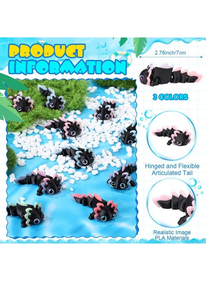 Soulchen Black Glow in The Dark 3D Printed Axolotl Figures Charms Sensory Mini Fidget Gifts for Axolotl Valentines Party Favors Birthday Party Supplies Tiny Animal Figures (12 Pcs) - Image 4