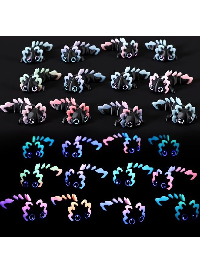 Soulchen Black Glow in The Dark 3D Printed Axolotl Figures Charms Sensory Mini Fidget Gifts for Axolotl Valentines Party Favors Birthday Party Supplies Tiny Animal Figures (12 Pcs) - Image 1