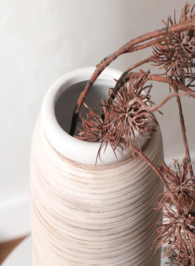 ألما مزهرية ألما البيضاء الطويلة للأرضية، مزهرية كبيرة جدًا مقاس 18 بوصة لباقة زهور مجففة من عشبة البامباس، مزهريات سيراميك ريفية كبيرة لتزيين المنزل، أرضية غرفة المعيشة، ديكور رف المدفأة - Image 5