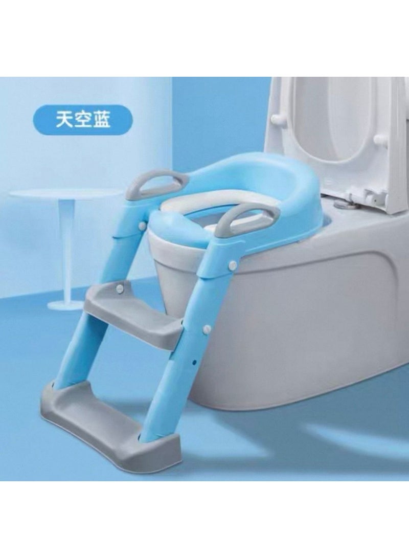 Adjustable Potty Ladder Seat for Toilet Training with Steps, Handle & Soft Cushion Design Non Slip & Space Efficient Toddlers & Children Unisex Foldable & Easy Assembly Splash Guard Included - Image 1