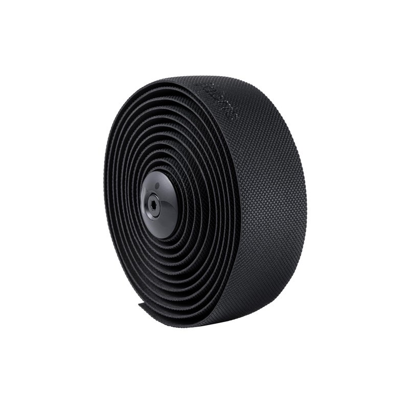 Fabric Knurl Handlebar Tape - Road Bike Bar Tape with Handlebar Plugs and Finishing Strips - 200 x 3 cm - 2.5mm Thick - Black - Image 1