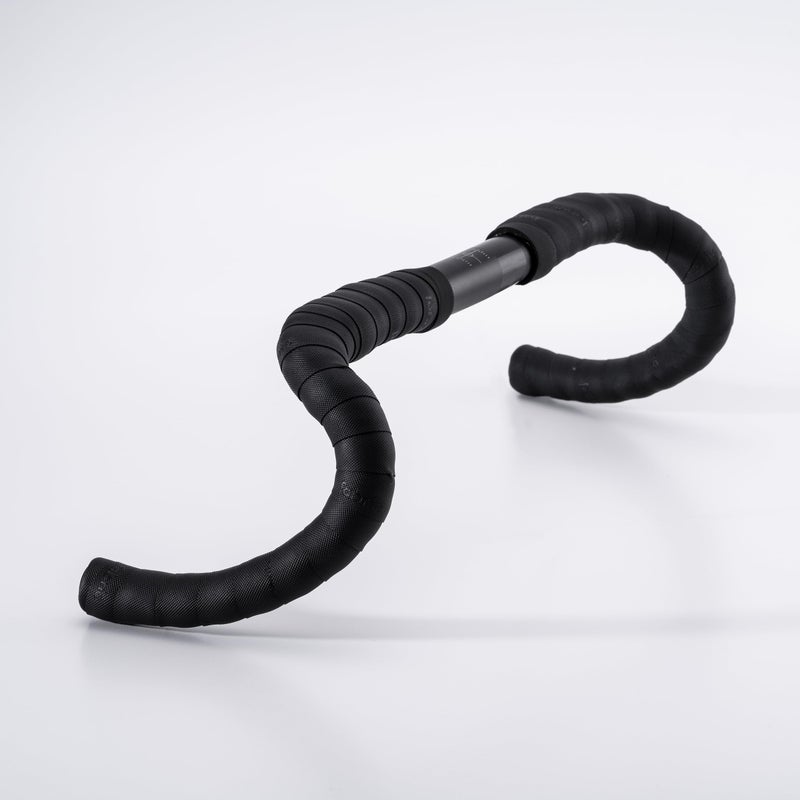 Fabric Knurl Handlebar Tape - Road Bike Bar Tape with Handlebar Plugs and Finishing Strips - 200 x 3 cm - 2.5mm Thick - Black - Image 2