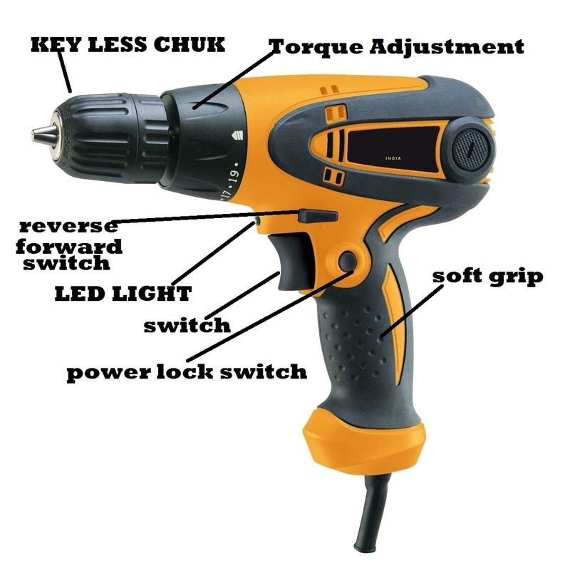 MLD Torque Adjustment System Electric Screw Driver Cum Drill Machine 10mm Colours as per Availability - Image 3