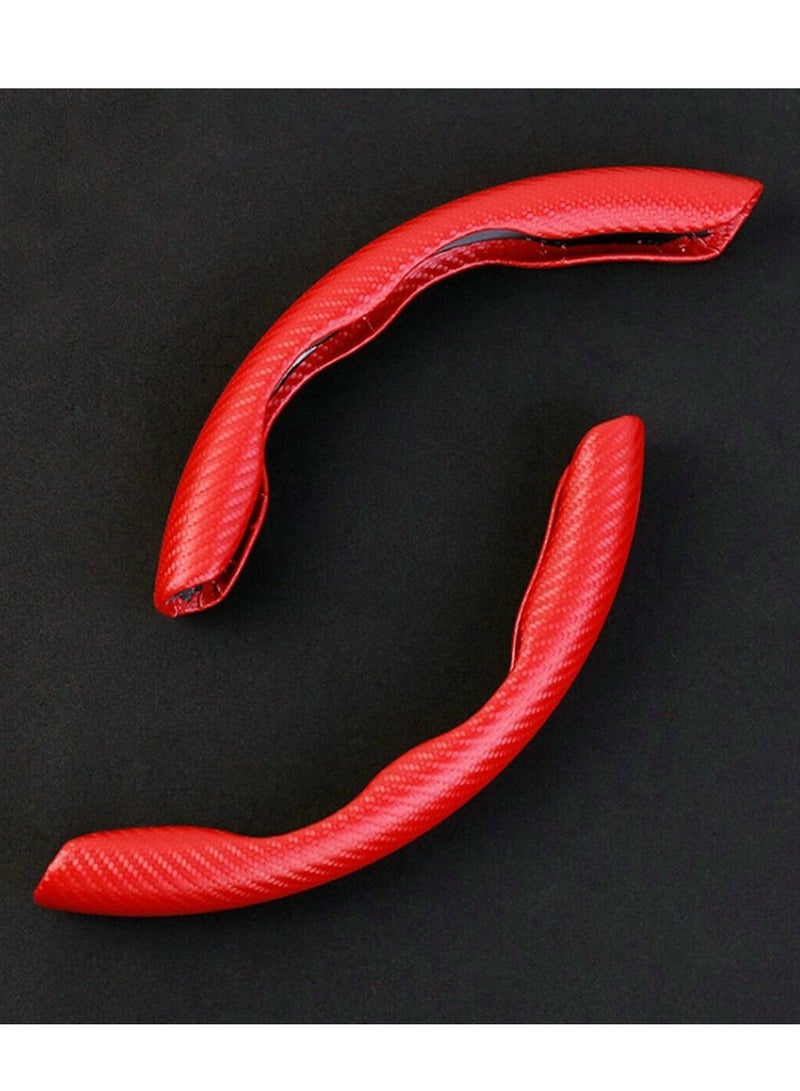 Yuwell Carbon Fiber Steering Wheel Cover For Unisex Safe And Non Slip Car Steering Cover Universal Fit Car Steering Wheel Protector Carbon Texture For Auto Truck Van SUV Red  - Image 4
