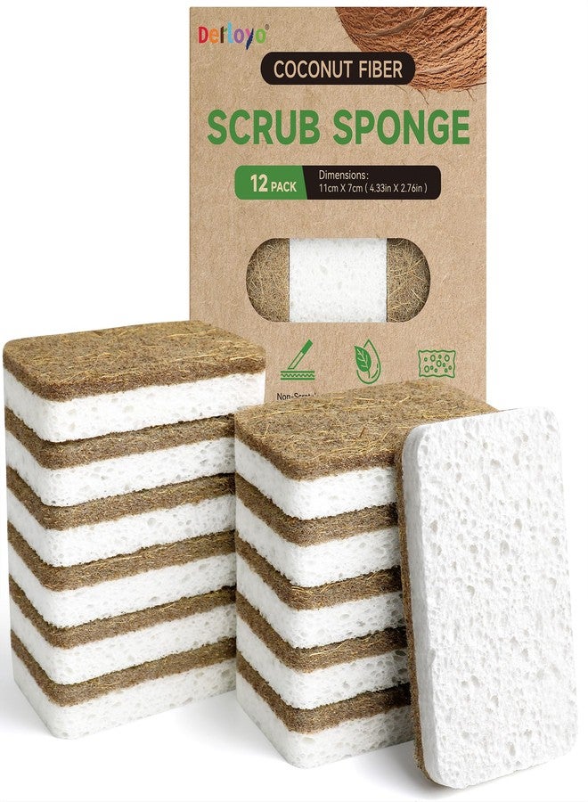derloyo 12 Count Plant-Based Kitchen Sponges, Compostable Cellulose Sponge, Biodegradable Sponges for Dishes, Non-Scratch Cleaning Sponges for Kitchen, Bathroom, Household Cleaning - Image 1