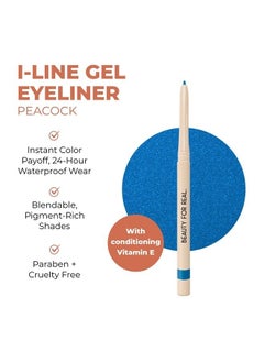 Beauty For Real I-Line 24-7 Eyeliner, Peacock - Rich, Brilliant Blue - Long-Wearing, Waterproof Gel Formula - Safe for Sensitive Eyes & Contact Lens Wearers - 0.01 oz  - Image 1