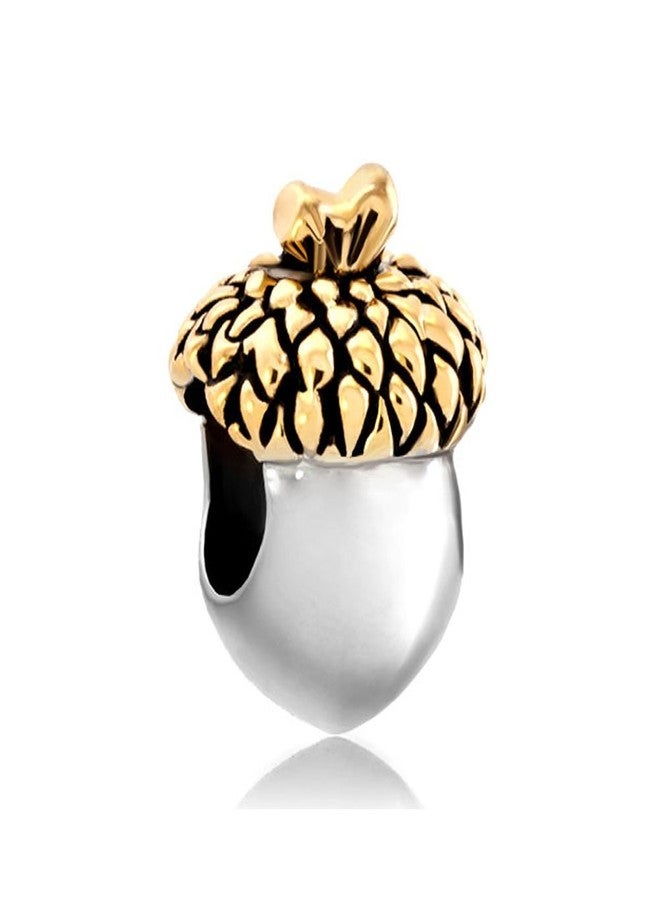 MiiFort Acorn Nut Good Fortune Charm Compatible with Pandora Bracelets Necklaces Pendants Oak Trees Lucky Prosperity Youthfulness - Image 1