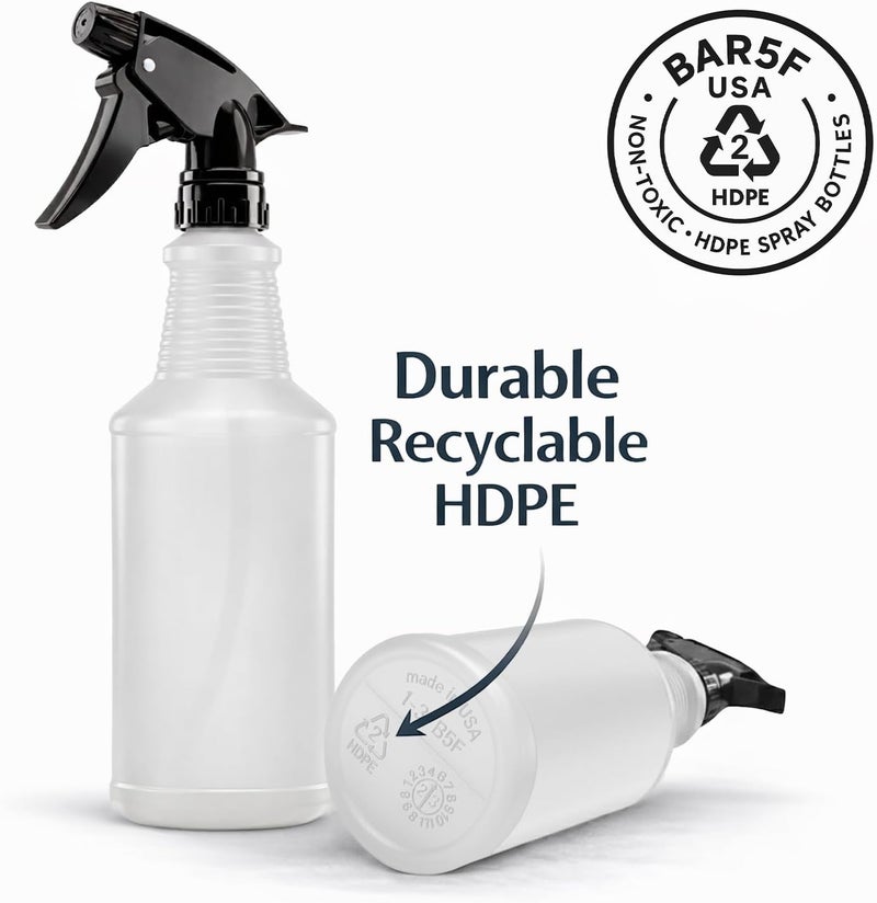 Bar5F Spray Bottles, 24oz, 3 Pack, Chemical-Resistant, BPA-Free, Compatible with Vinegar, Rubbing Alcohol, Cleaning Solutions, Non-Toxic HDPE Bottle for Plants, Pet, BBQ, Auto Detailing, Made in USA - Image 3
