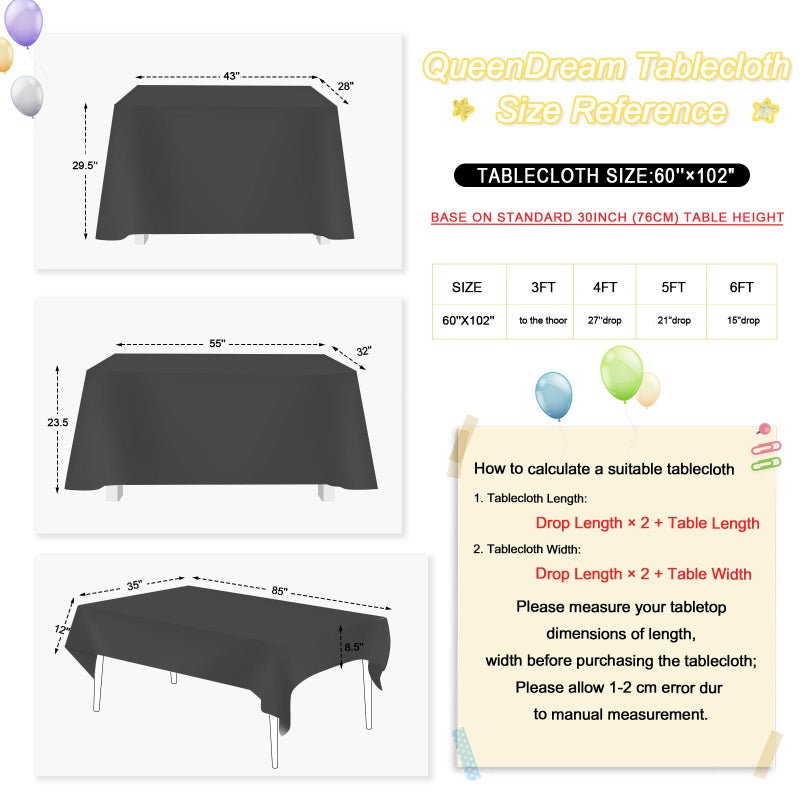QueenDream Sequin Tablecloth 60x102 Inch Black Tablelcoth Halloween Glitter Tablecloth for Wedding Birthday Party Graduation - Image 5