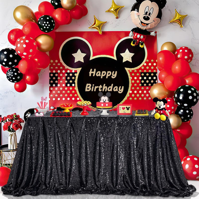 QueenDream Sequin Tablecloth 60x102 Inch Black Tablelcoth Halloween Glitter Tablecloth for Wedding Birthday Party Graduation - Image 4