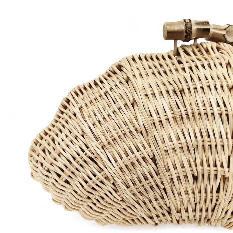 CUXVA Handwoven Shell Rattan Clutch for Women Summer Beach Straw Bags Sea Shell Clutch Purse - Image 2