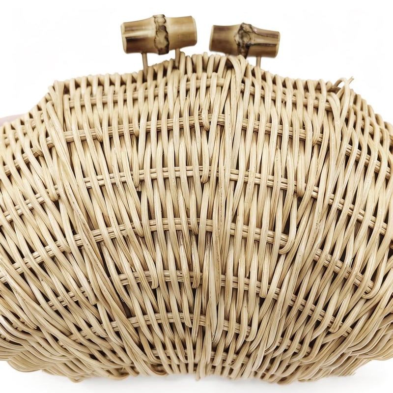 CUXVA Handwoven Shell Rattan Clutch for Women Summer Beach Straw Bags Sea Shell Clutch Purse - Image 5