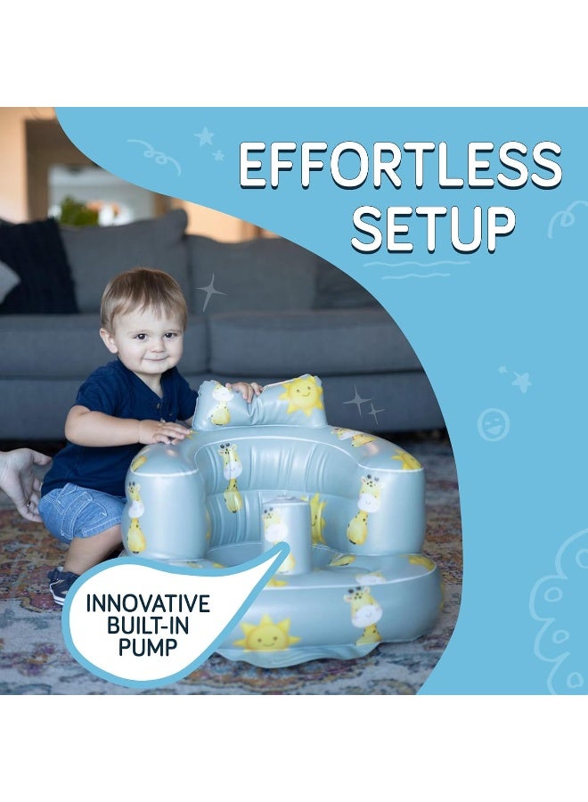 SplashEZ Baby Inflatable Seat for Babies 3-36 Months, Built in Air Pump Infant Back Support Sofa, Toddler Chair Sitting Up, Floor Seater - Polka dots Grey - Image 2