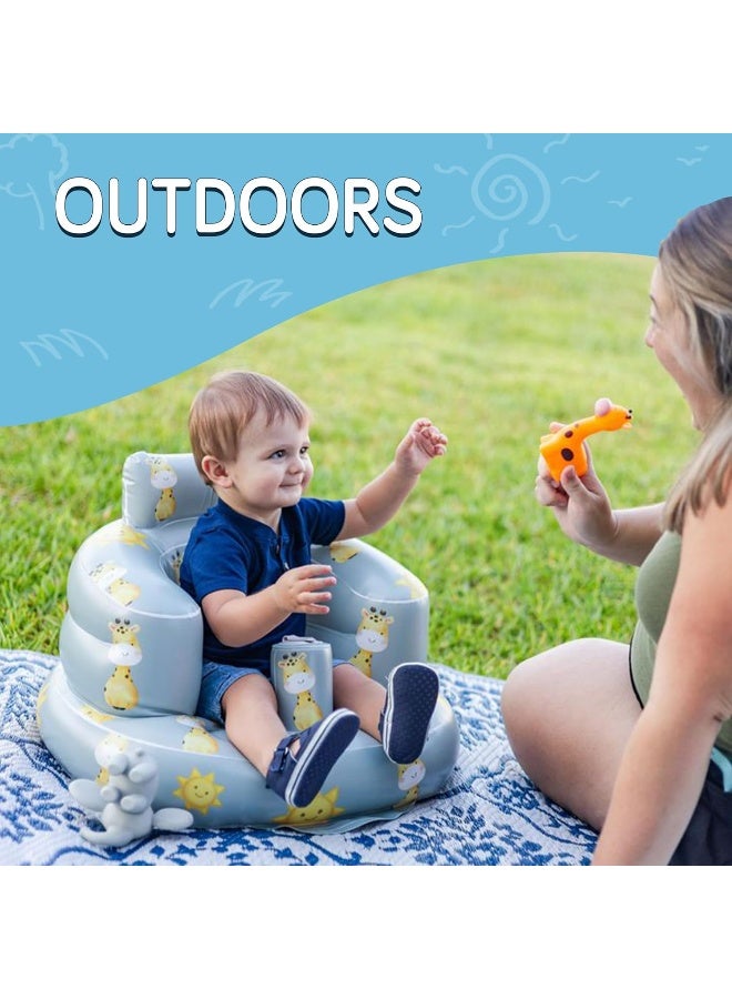 SplashEZ Baby Inflatable Seat for Babies 3-36 Months, Built in Air Pump Infant Back Support Sofa, Toddler Chair Sitting Up, Floor Seater - Polka dots Grey - Image 4