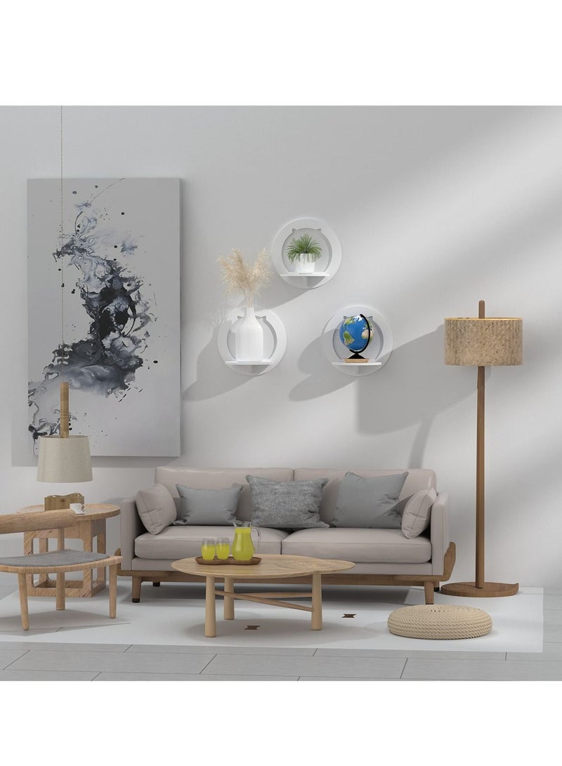 سيوسي مجموعة من 3 رفوف عائمة للجدار، تركيب سهل، بأبعاد 29x29x18 سم، رفوف من PVC باللون الأبيض، رف عملي وديكوري لغرف الأطفال، غرفة المعيشة، الغرفة النوم، وأكثر. - Image 3