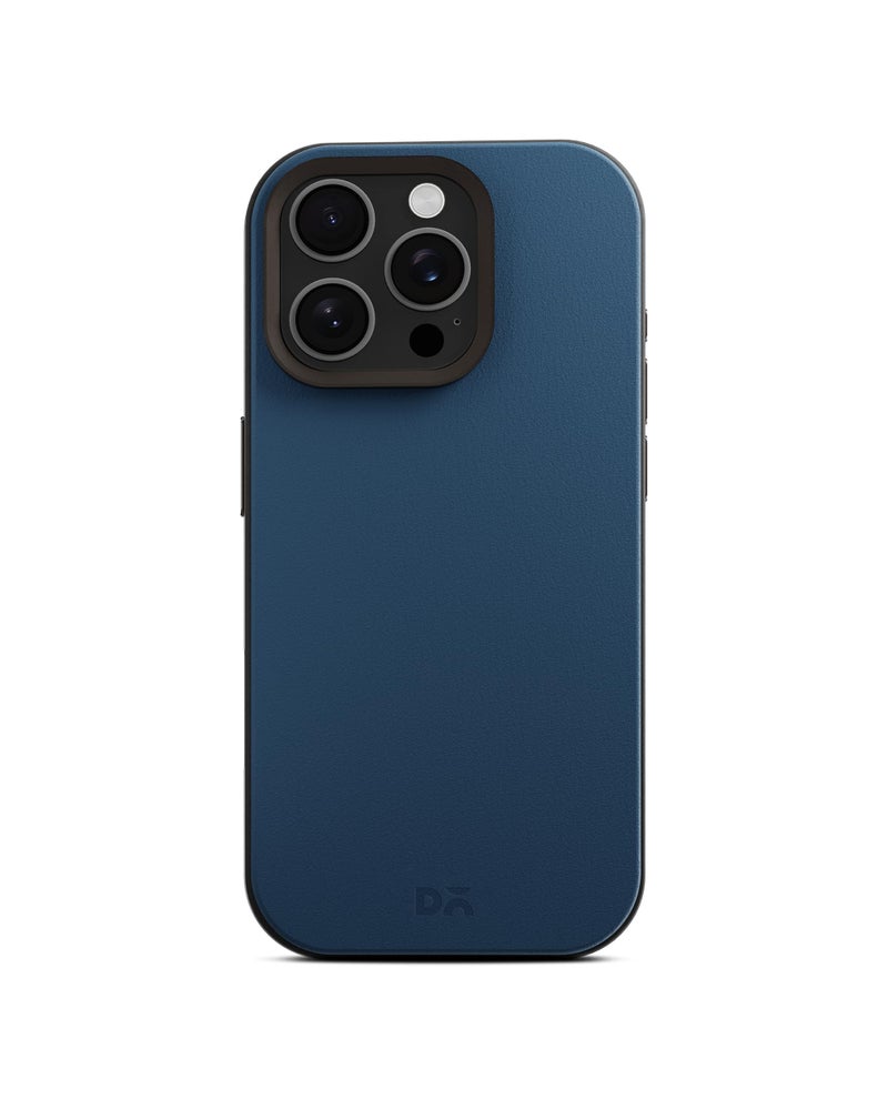 DailyObjects Leatherite Case for iPhone 16 Pro Max Compatible with Mag-Safe Wireless Charging | Navy Blue-Grey Hybrid Magnetic Back Cover - Image 1