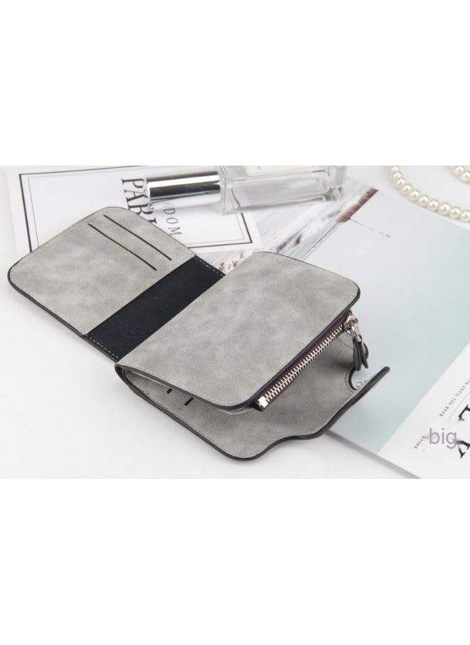 baellerry Korean Women's Wallet ins Buckle Abrasive Leather Coin Purse Small Fresh Student Female Purse  - Image 4