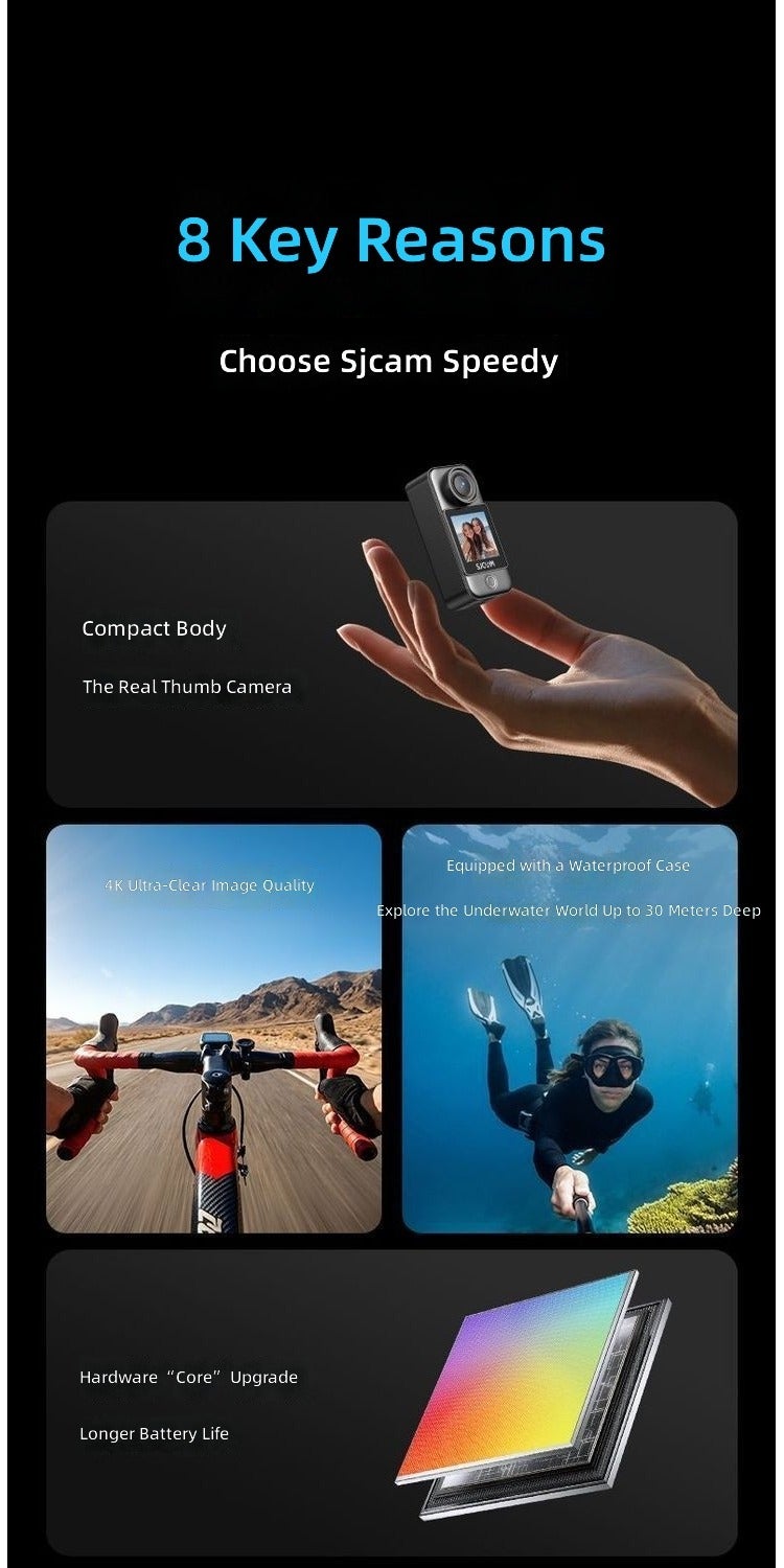 SJCAM C300 Thumb Action Camera 4K HD Vlog Recorder, Dual Screen, Long Battery Life, WiFi - Image 4