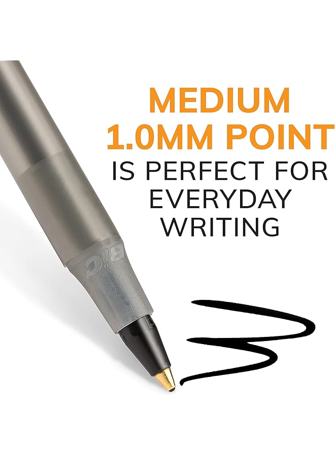 بيك قلم حبر جاف دائري، عبوة من 10 قطع، أسود - Image 2