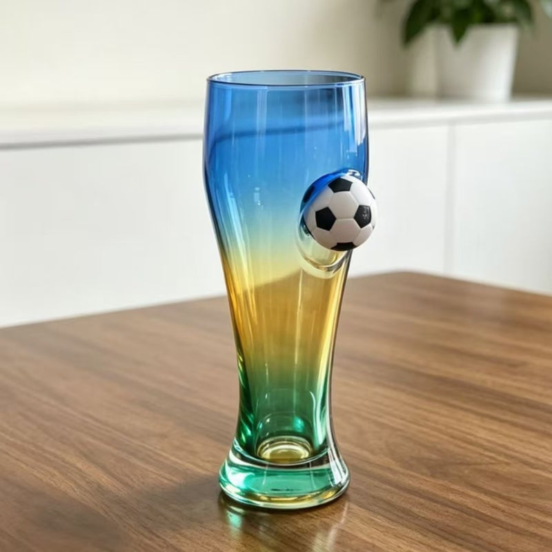 World Cup Football Theme Gradient Glass Beer & Juice Cup - Bar Craft Beer Mug for 2026 World Cup