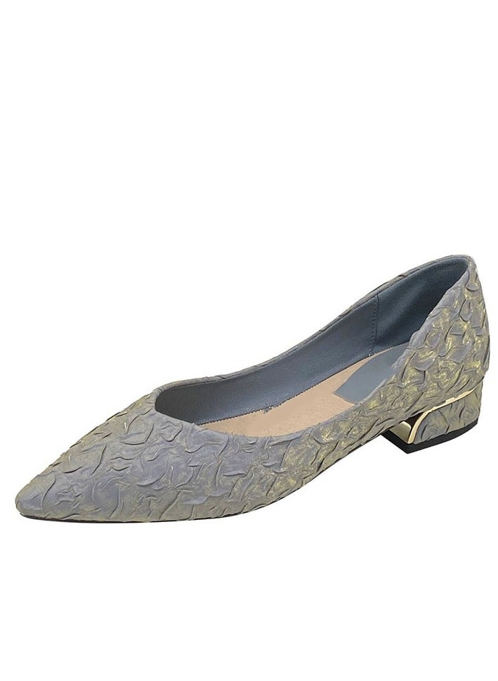 KUYING حذاء نسائي متعدد الاستخدامات بكعب سميك وحذاء فردي