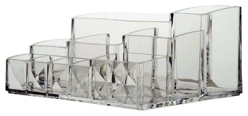 IKTU Premium Acrylic Makeup Organizer 10 Compartment Space Storage, Super Crystal For Lipstick, Brushes & more, Unbreakable Acrylic Lipstick Storage Holder - Image 2