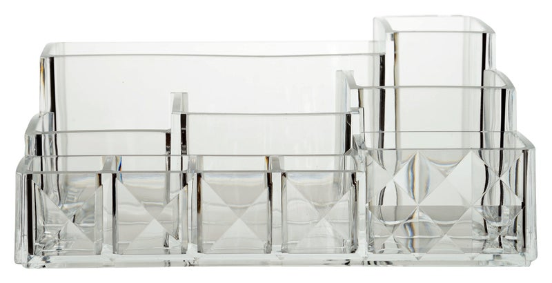 IKTU Premium Acrylic Makeup Organizer 10 Compartment Space Storage, Super Crystal For Lipstick, Brushes & more, Unbreakable Acrylic Lipstick Storage Holder - Image 1
