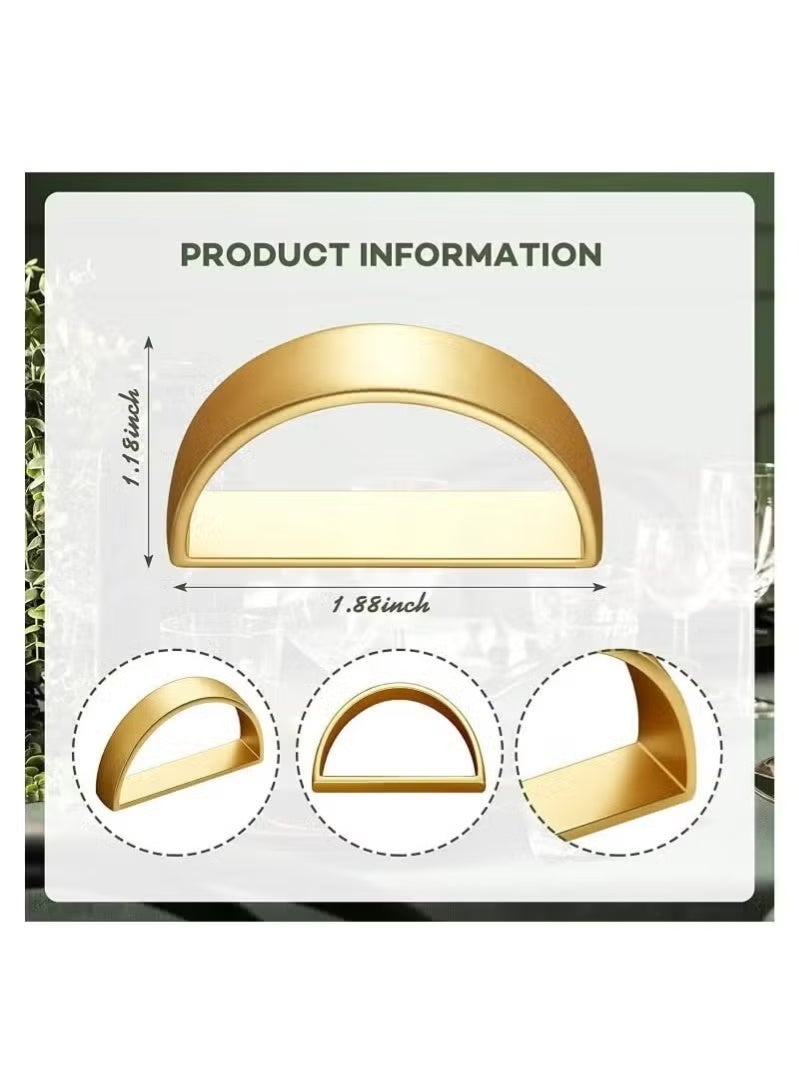 12Pcs Napkin Ring, Gold Stainless Steel Napkin Ring Holder, Modern Design Zinc Alloy Semi-circular Napkin Ring, Creative Modern Simple D-shaped Napkin Clasp, Gold Polished Napkin Ring, Used for Table Decoration, Kitchen, Dinner Parties, Weddings - Image 5