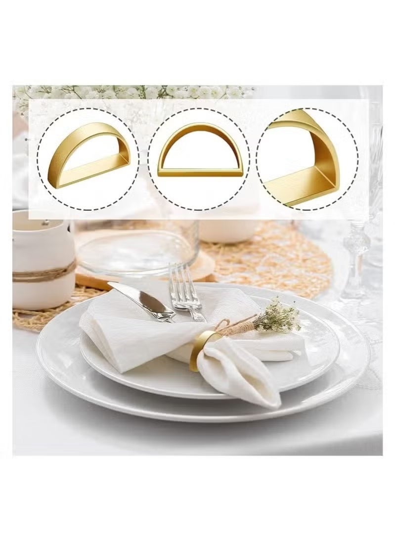 12Pcs Napkin Ring, Gold Stainless Steel Napkin Ring Holder, Modern Design Zinc Alloy Semi-circular Napkin Ring, Creative Modern Simple D-shaped Napkin Clasp, Gold Polished Napkin Ring, Used for Table Decoration, Kitchen, Dinner Parties, Weddings - Image 4