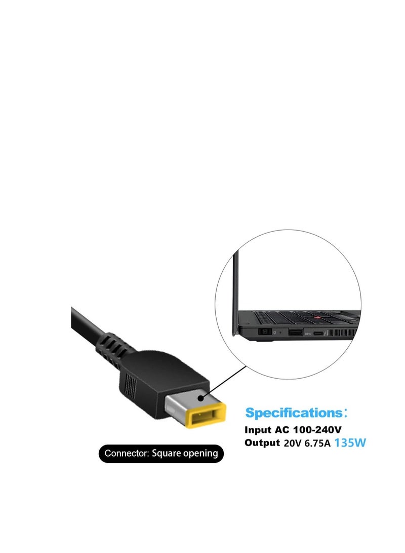Terabyte 20V 6.75A 135W Laptop Power Supply Charger for Lenovo ADL135NDC3A ADL135NLC3A ADL135NCC3A Thinkpad T440P T450P T460P T470P T540P T550P W540 W550 Workstation Legion Y70 000 00 20 AC Adapter - Image 2