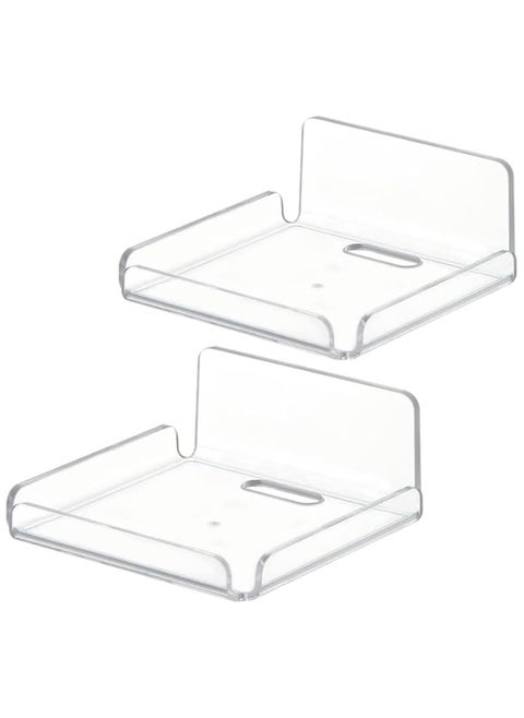 Small Wall Shelf Set of 2 for Security Cameras, Speakers, Baby Monitors, Floating Shelves Easy to Install No Drill (Clear)