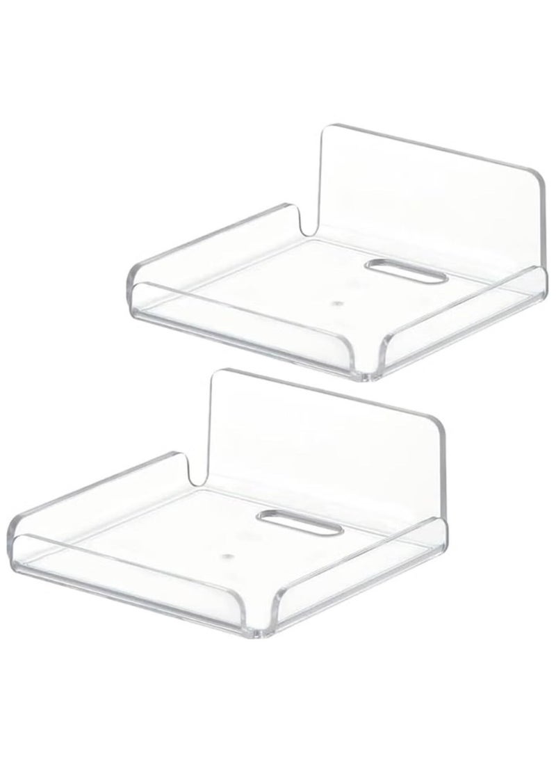 Super ZYouth Small Wall Shelf Set of 2 for Security Cameras, Speakers, Baby Monitors, Floating Shelves Easy to Install No Drill (Clear)  - Image 1