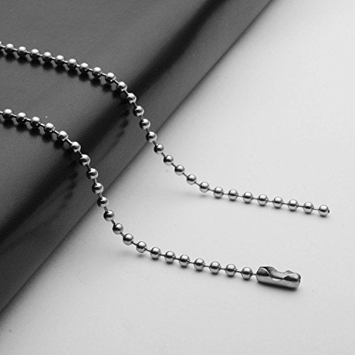 bouti1583 Silver Oxide Stainless Steel Ball Chain Necklace - 3.2mm, 29.5" - Bead Military Dog Tag Chain Beaded Necklace Chains for Jewelry Making - Image 3