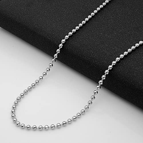 bouti1583 Silver Oxide Stainless Steel Ball Chain Necklace - 3.2mm, 29.5" - Bead Military Dog Tag Chain Beaded Necklace Chains for Jewelry Making - Image 5