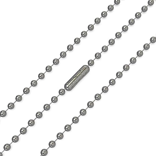 bouti1583 Silver Oxide Stainless Steel Ball Chain Necklace - 3.2mm, 29.5" - Bead Military Dog Tag Chain Beaded Necklace Chains for Jewelry Making - Image 1