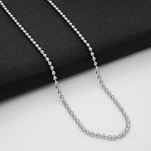 bouti1583 Silver Oxide Stainless Steel Ball Chain Necklace - 3.2mm, 29.5" - Bead Military Dog Tag Chain Beaded Necklace Chains for Jewelry Making - Image 4