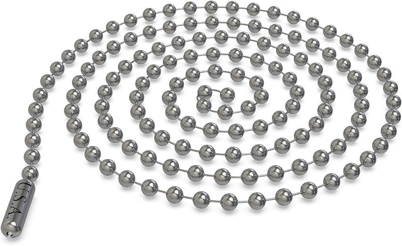 bouti1583 Silver Oxide Stainless Steel Ball Chain Necklace - 3.2mm, 29.5" - Bead Military Dog Tag Chain Beaded Necklace Chains for Jewelry Making - Image 2