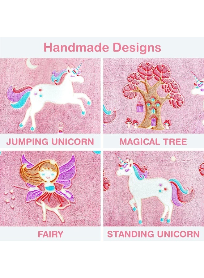 Glow in The Dark Blanket, 130*150CM, Glow in The Dark Unicorn Blanket for Girls, Soft Pink Fleece Throw, Cozy Flannel Kids Throw Blanket, Great  Birthday, Baby, Toddler Unicorn Gifts! - Image 2